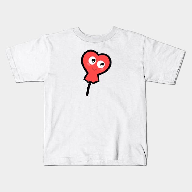 Valentines Day Love Heart Lollipop Kids T-Shirt by Artmmey